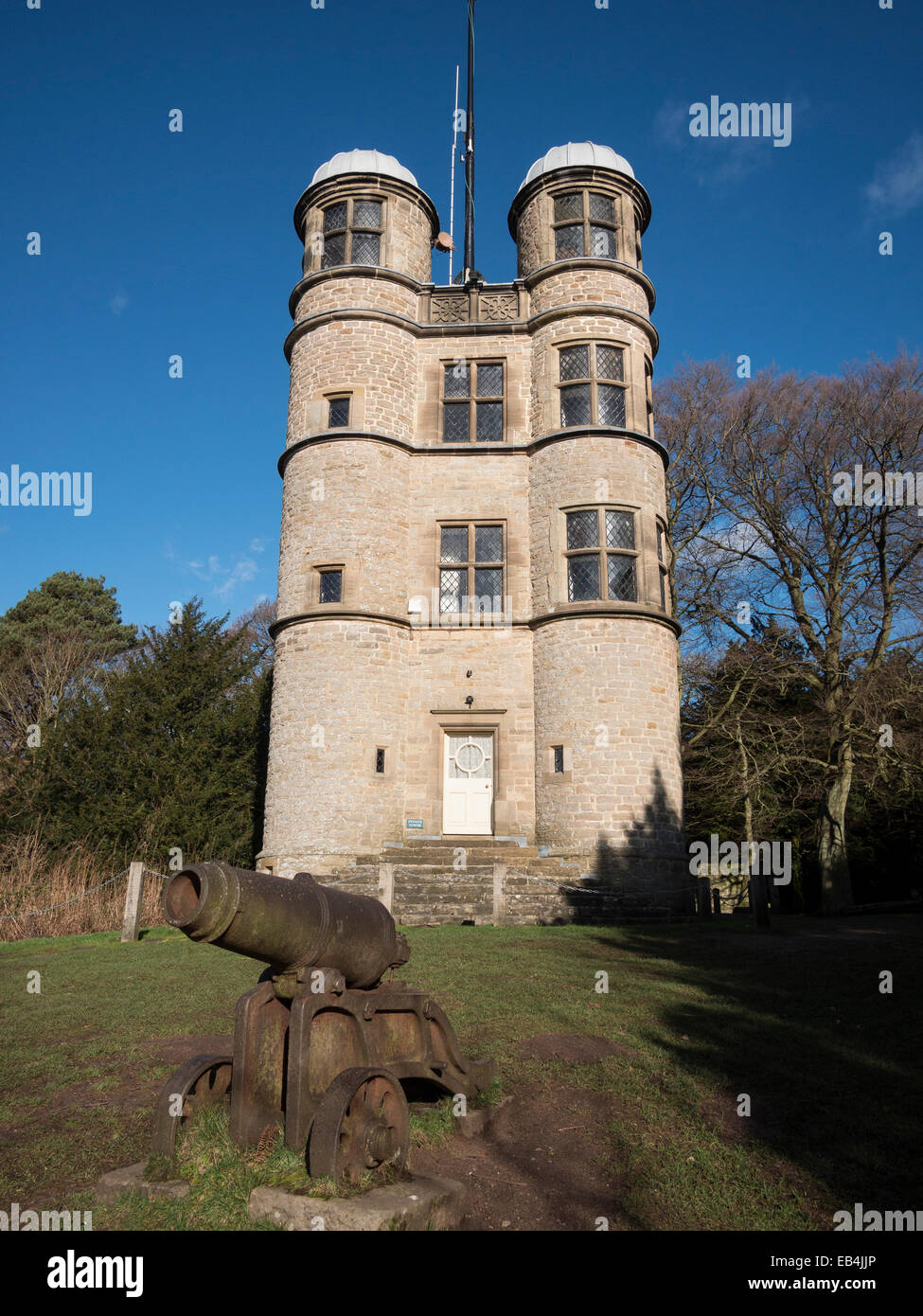 Die Jagd-Turm, Chatsworth House Park, Derbyshire, Großbritannien Stockfoto