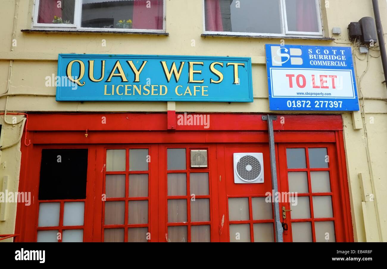 Quay west lizenziert Café frei zu vermieten in Mevagissey Cornwall England UK Stockfoto