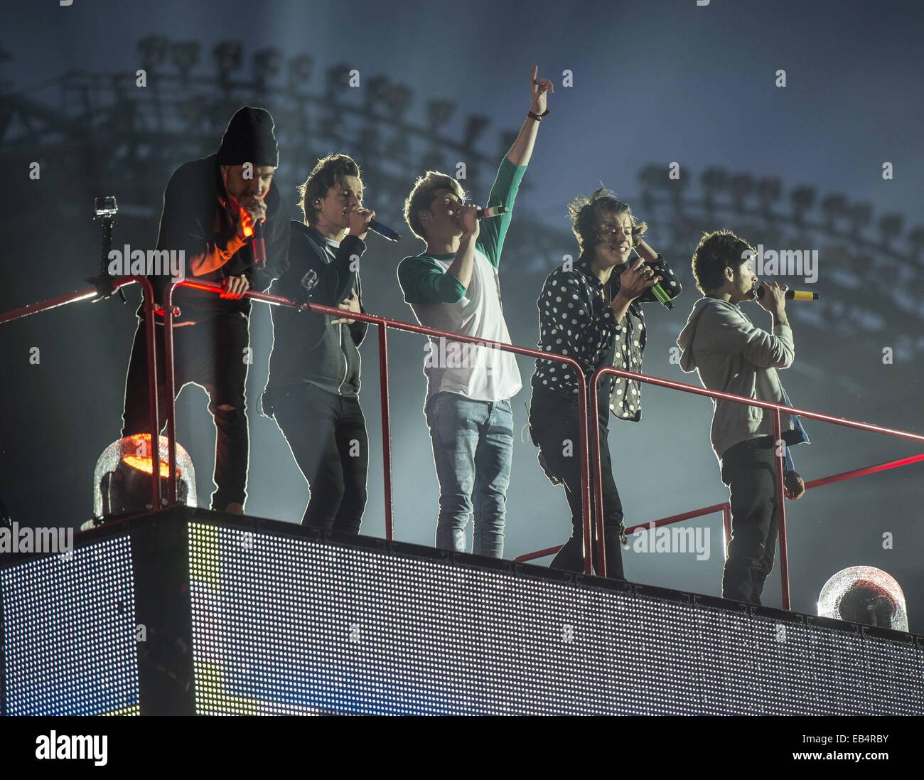 Eine Richtung (Harry Styles, Zayn Malik, Louis Tomlinson, Niall Horan, Liam Payne) führen im Croke Park...  Mitwirkende: Eine Richtung wo: Dublin, Irland bei: 24. Mai 2014 Stockfoto