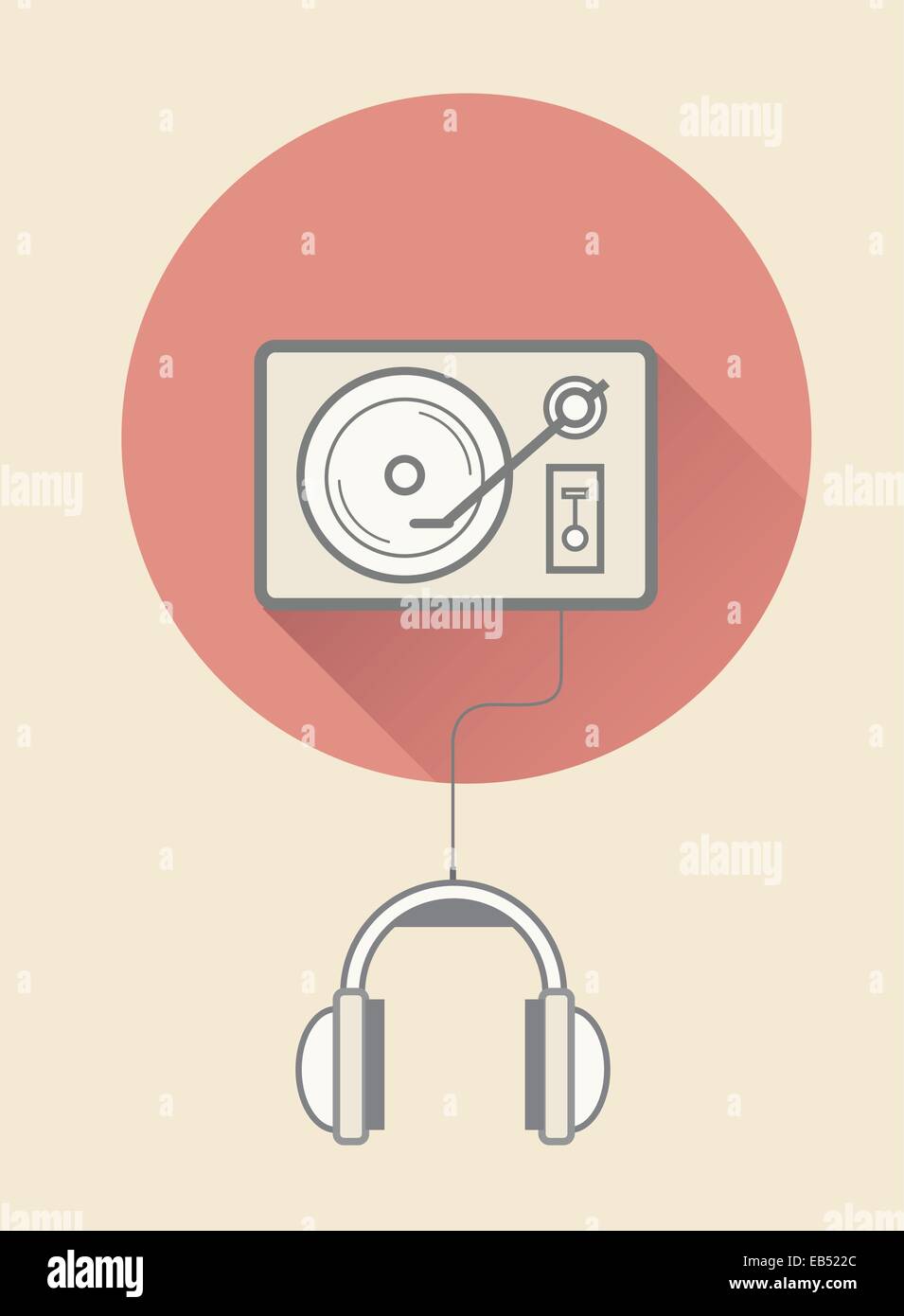 Retro Vinyl Player mit Kopfhörer Stock Vektor