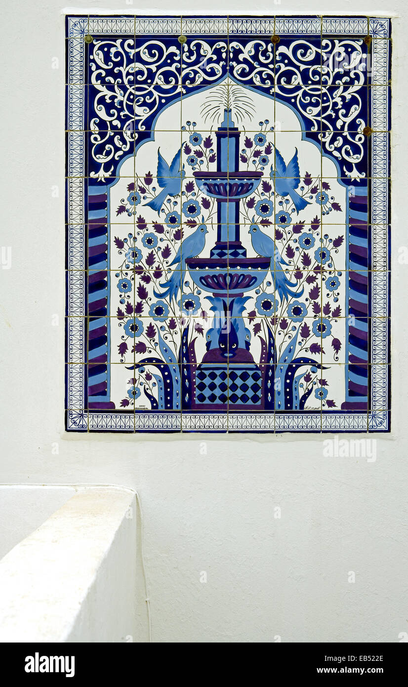 Tunesien, Sidi Bou Said, keramischen Arbeiten in einem traditionellen Haus im Zentrum Landes Stockfoto
