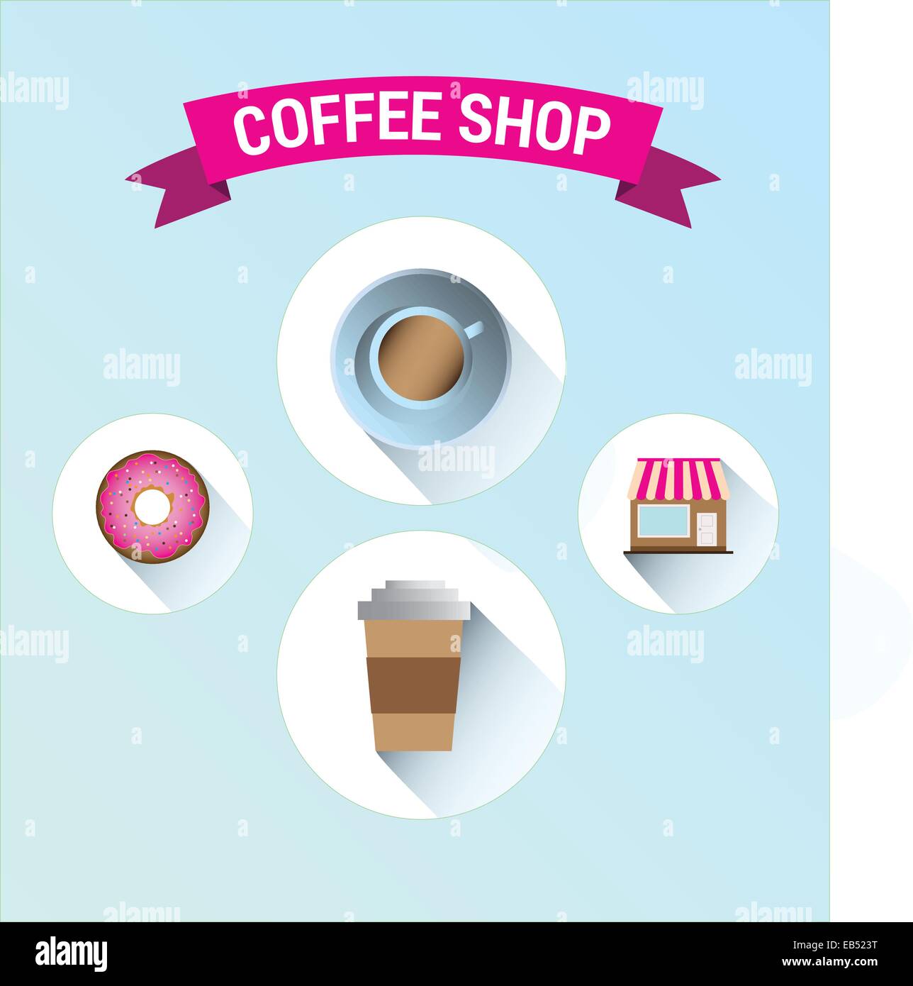 Coffee-Shop-Vektor mit Banner und Textlinks Stock Vektor