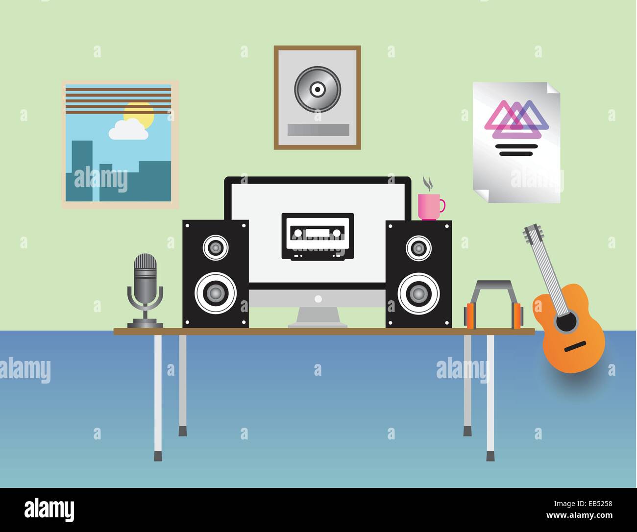 Home Recording Studio Vektor Vektor Abbildung Bild