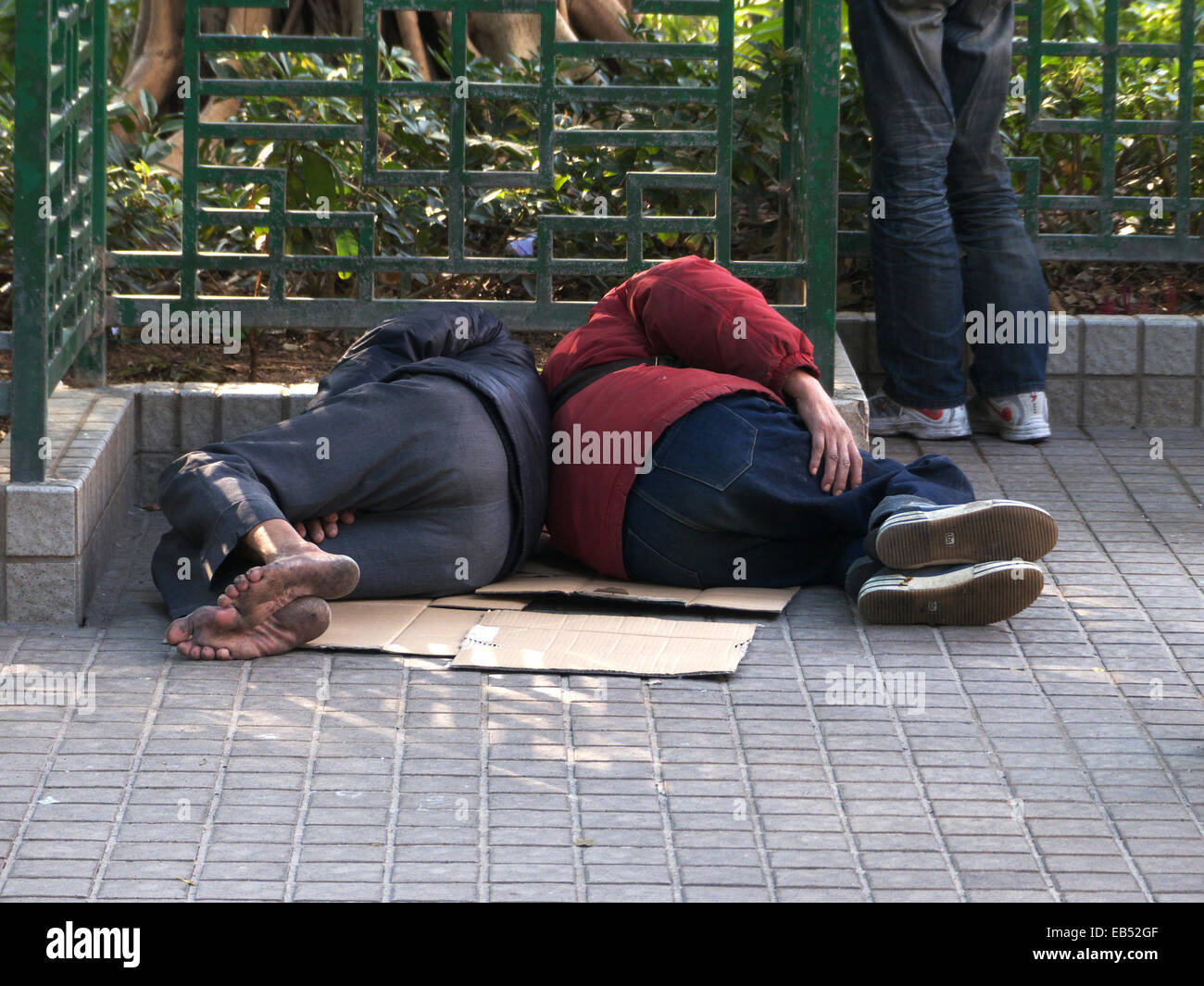 China Hong Kong Kowloon Yau Ma Tei Tempel Komplex Obdachlose Elterly Menschen Stockfoto