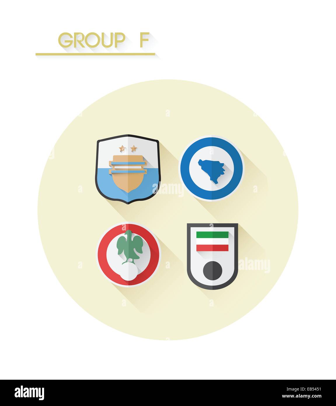 Gruppe f mit Landes-Wappen Stock Vektor