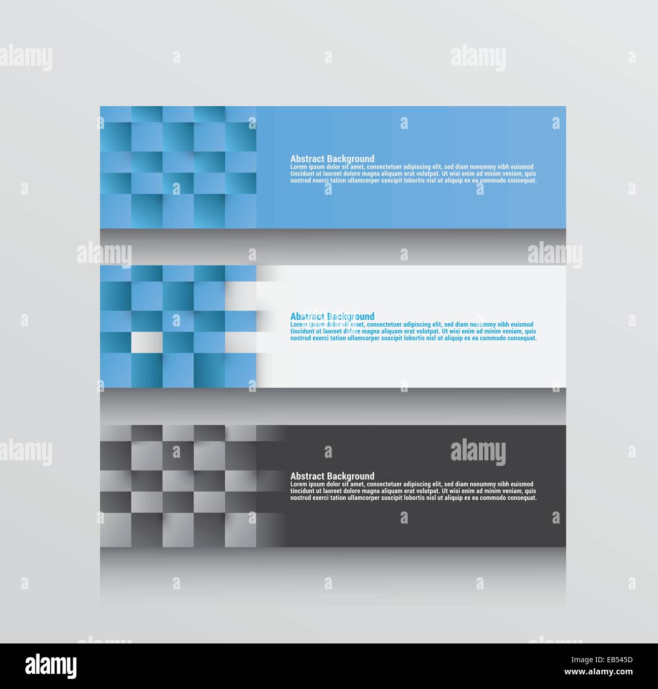 Drei abstrakten Hintergrund Vektoren in blau grau und weiß Stock Vektor