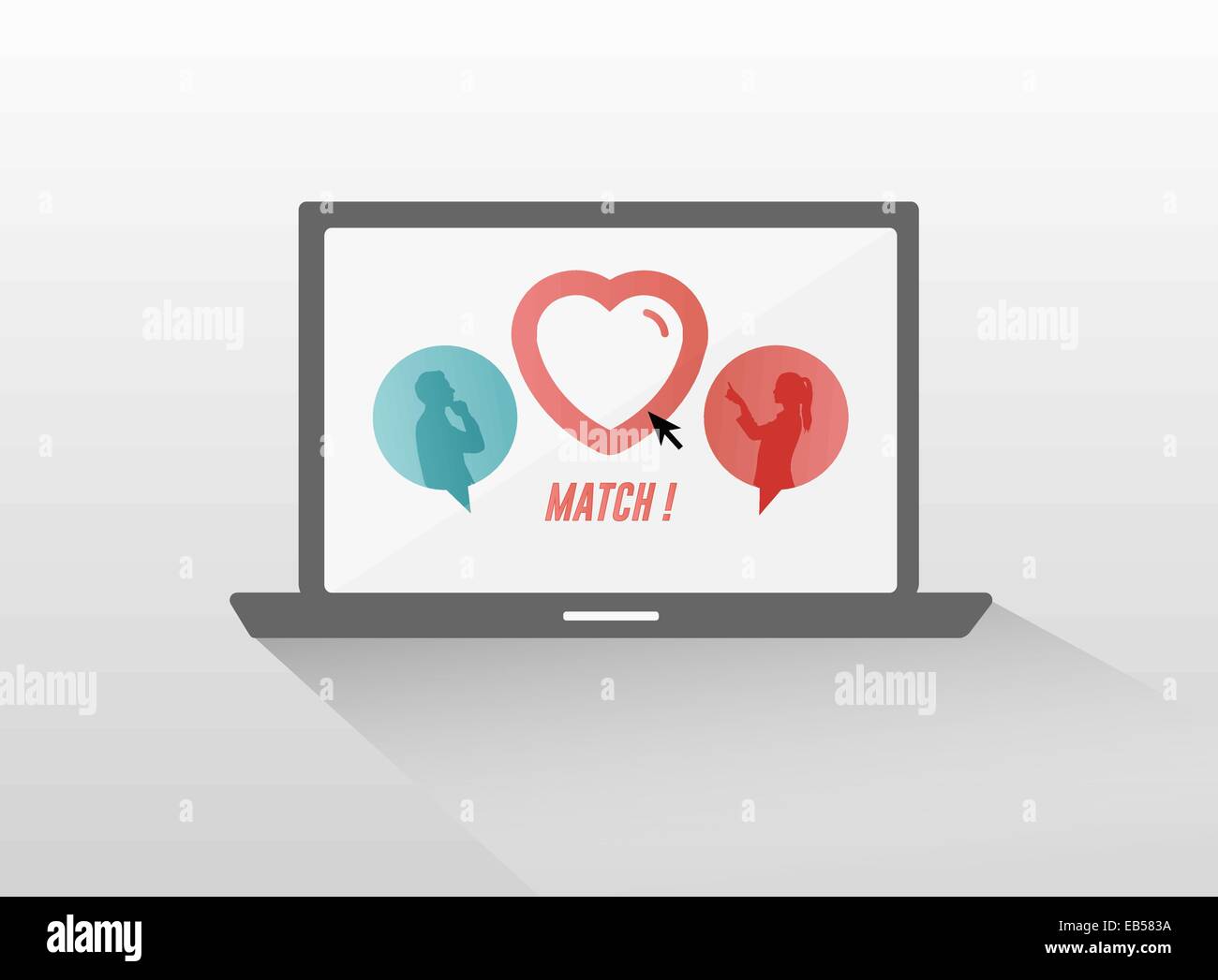 Online-dating-Service auf dem Laptopbildschirm Stock Vektor