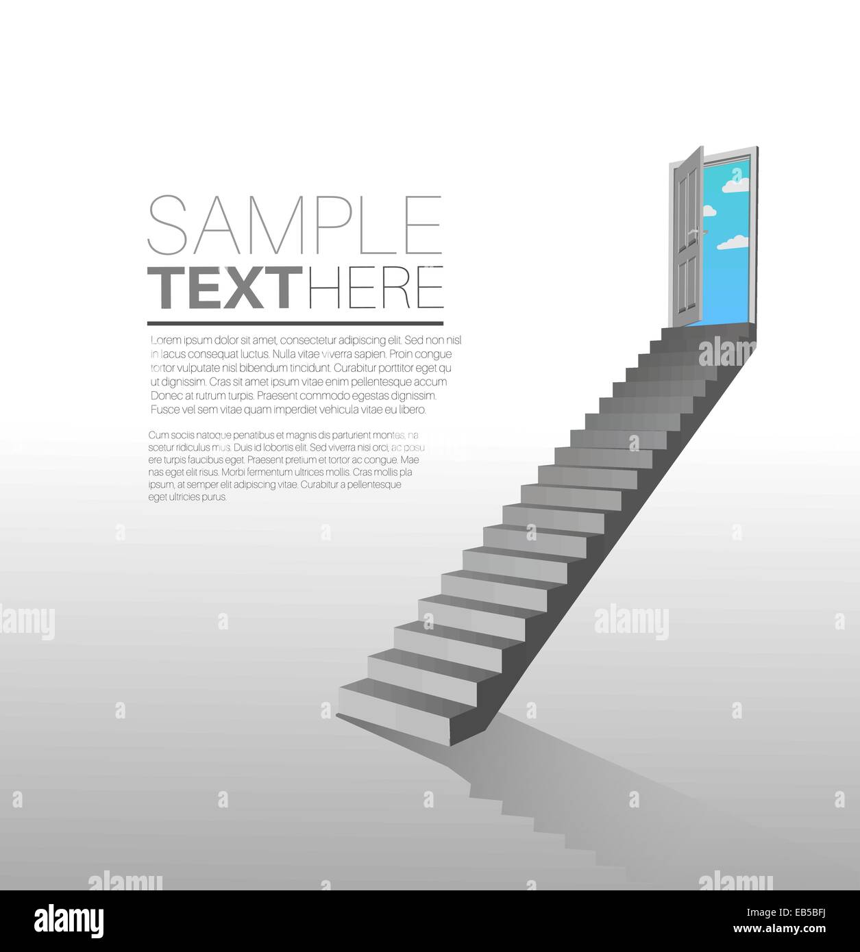 Treppe, die zum Öffnen der Tür mit Platz für text Stock Vektor