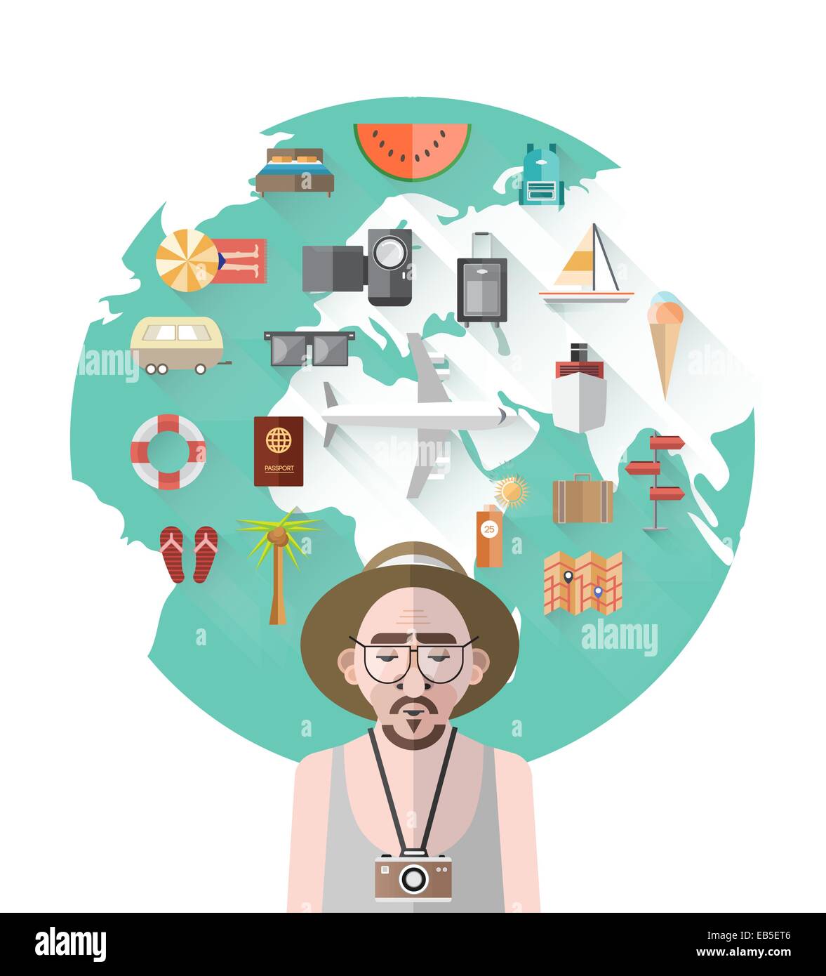 Internationalen Explorer Vektor mit Erde und Illustrationen Stock Vektor