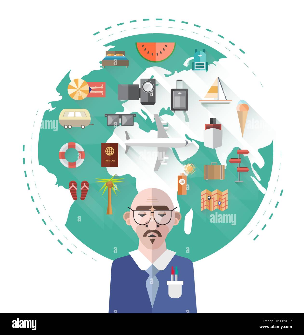 Internationalen Explorer Vektor mit Erde und Illustrationen Stock Vektor