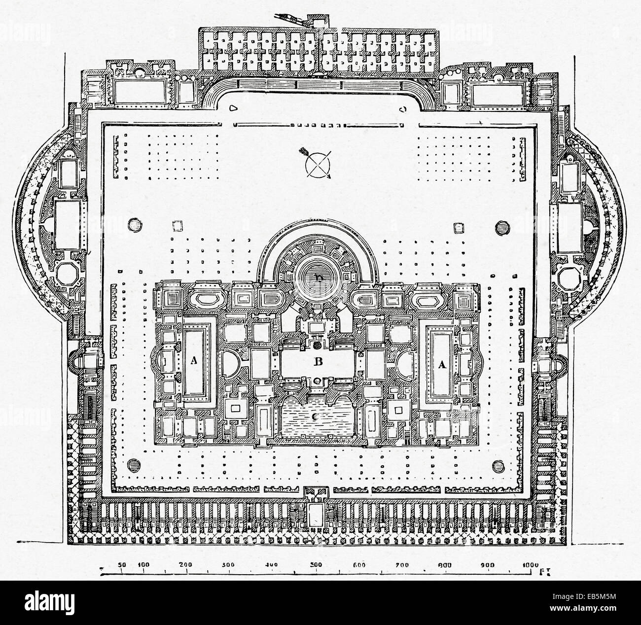 Die Bäder von Caracalla, Rom, Italien.  Eine Rekonstruktion des Grundrisses des Bad-Komplex. Stockfoto