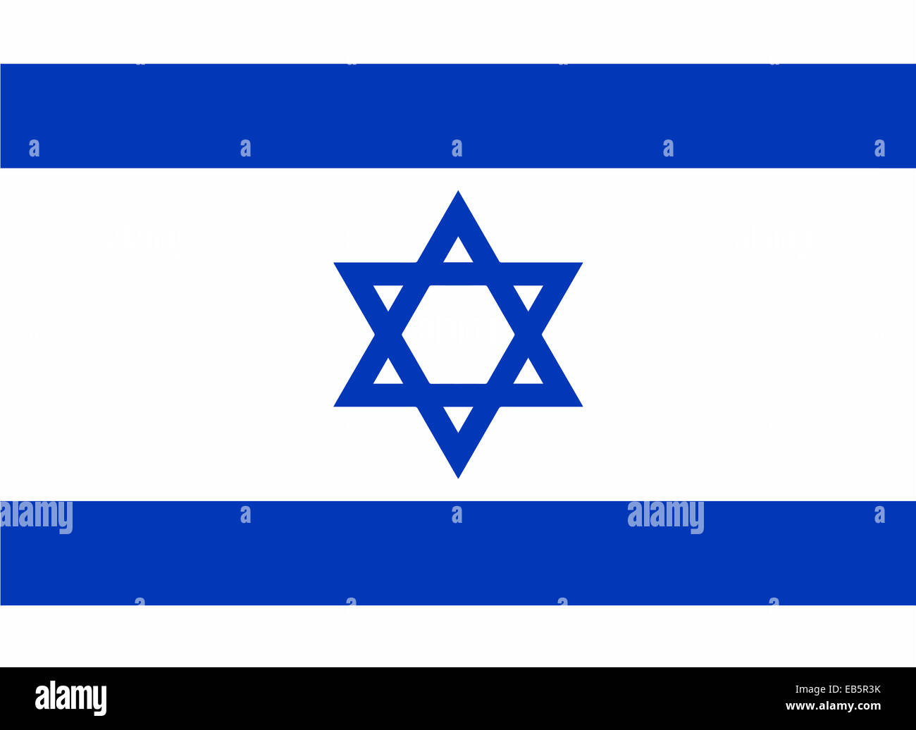 Die Flagge von Israel in blau und weiß mit dem Davidstern Stockfoto