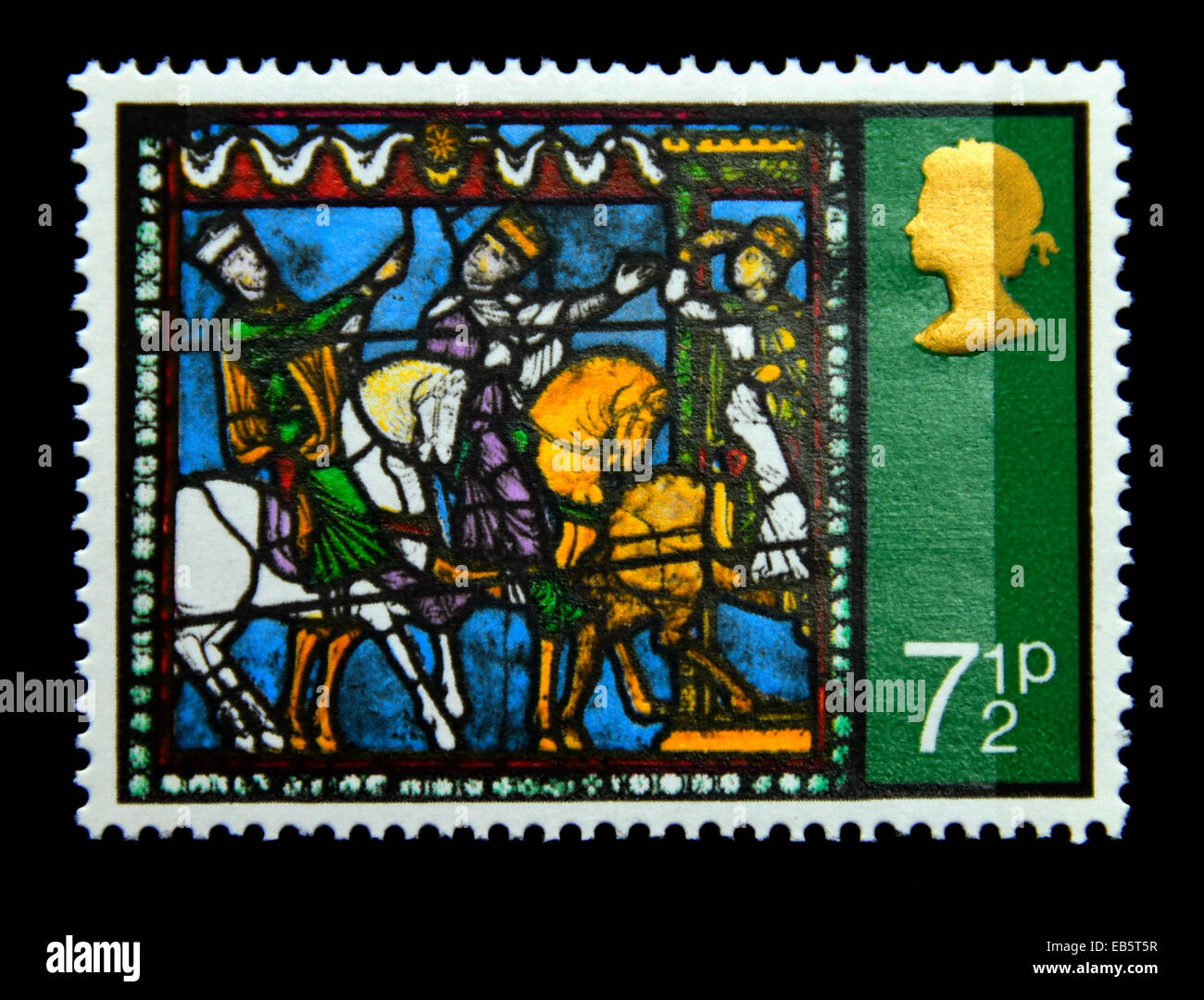 Briefmarke. Great Britain. Königin Elizabeth II. Weihnachten 1971. Fahrt der Könige. 71 / 2p. Stockfoto