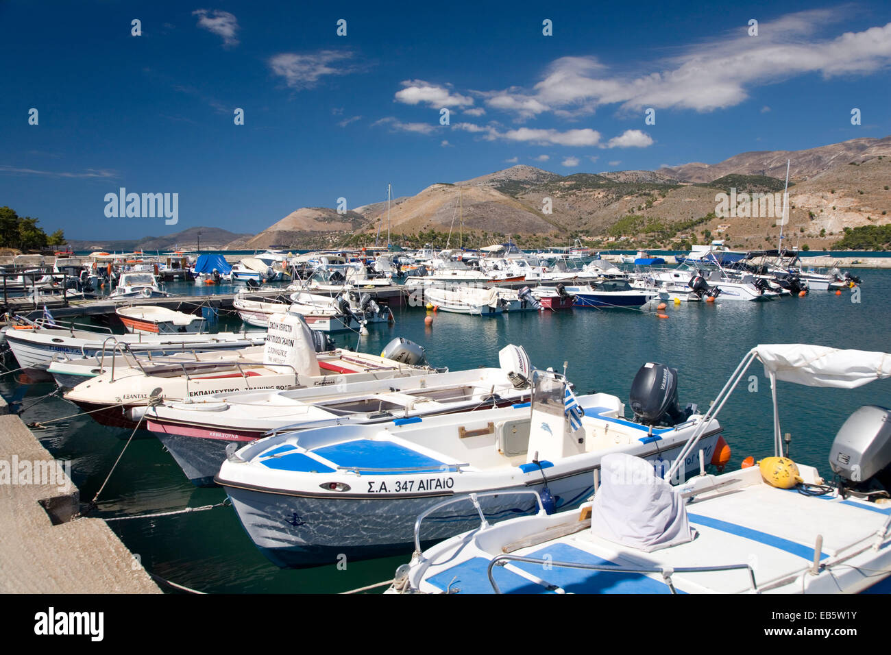 Argostoli, Kefalonia, Ionische Inseln, Griechenland. Blick über den Hafen. Stockfoto