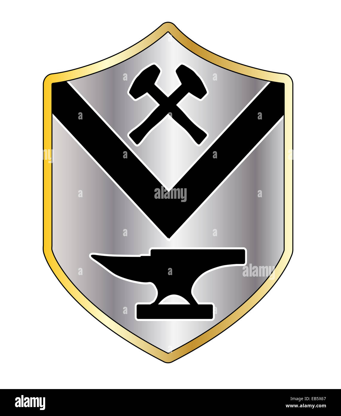Smith-Wappen mit Hammer und Amboss auf einem weißen Hintergrund  Stockfotografie - Alamy