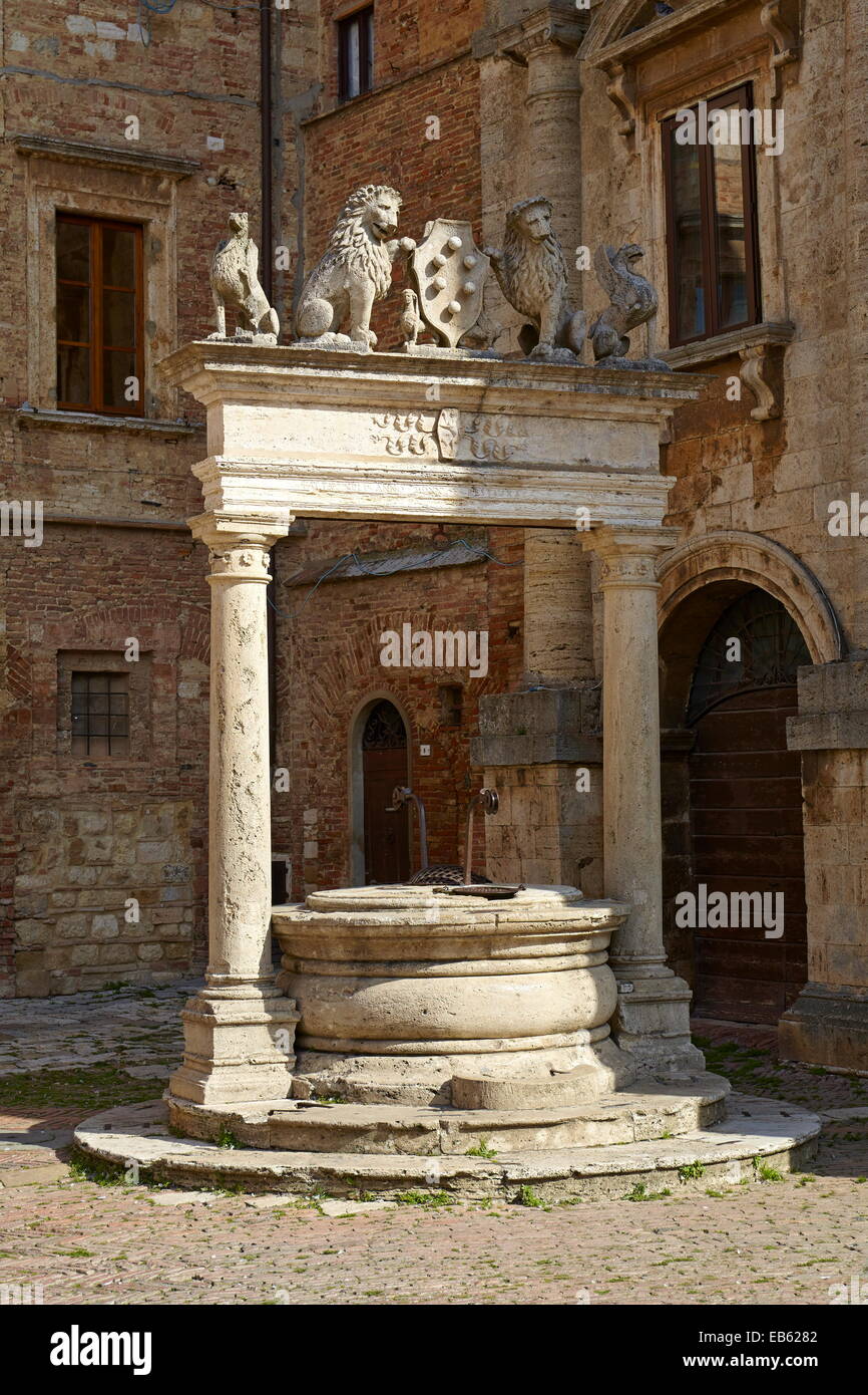 Brunnen Sie, Montepulciano, Toskana, Italien Stockfoto