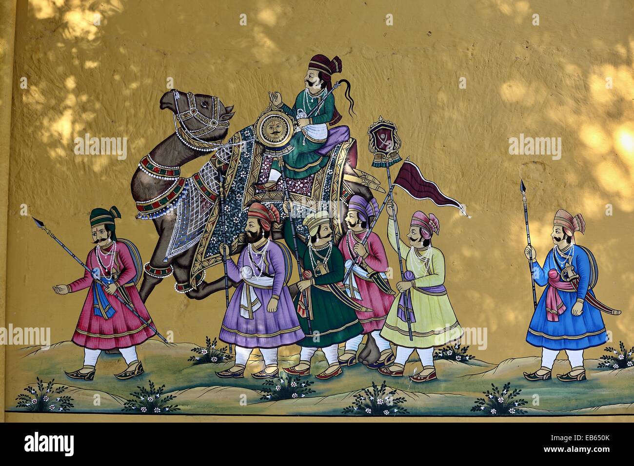 Wandmalerei aus Rajasthan Indien Stockfoto