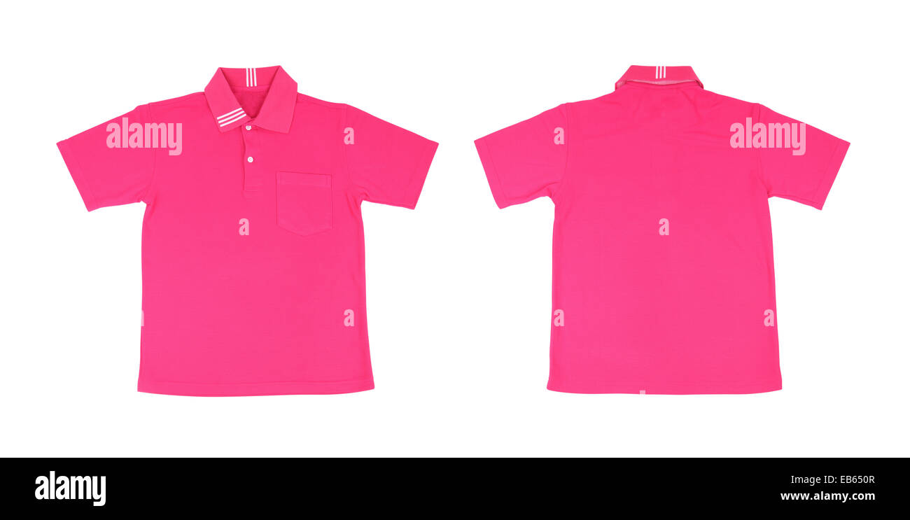 leere Poloshirt Satz (vorne, hinten) auf weißem Hintergrund Stockfoto