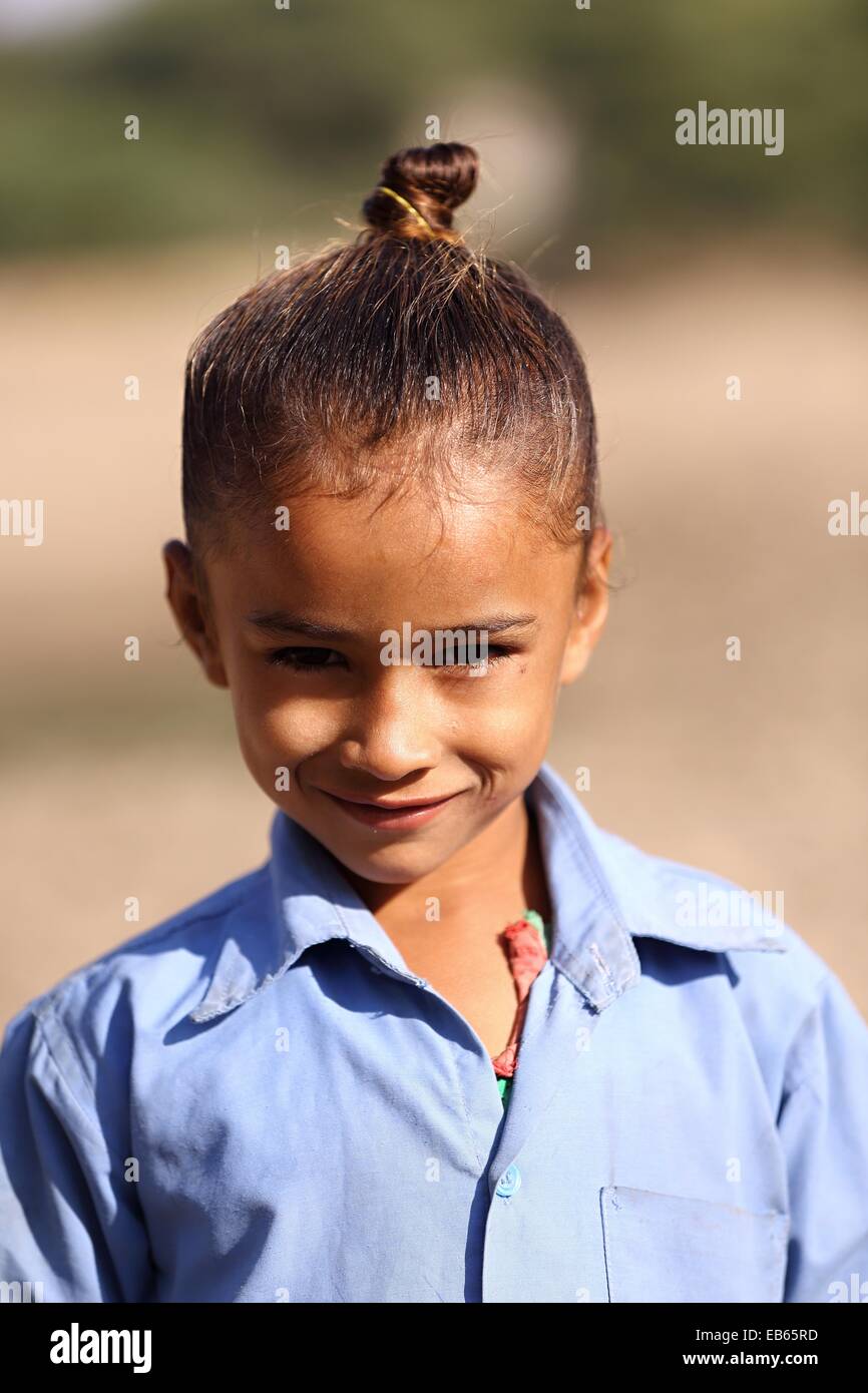 Indische Mädchen lächelnd Rajasthan Indien Stockfoto