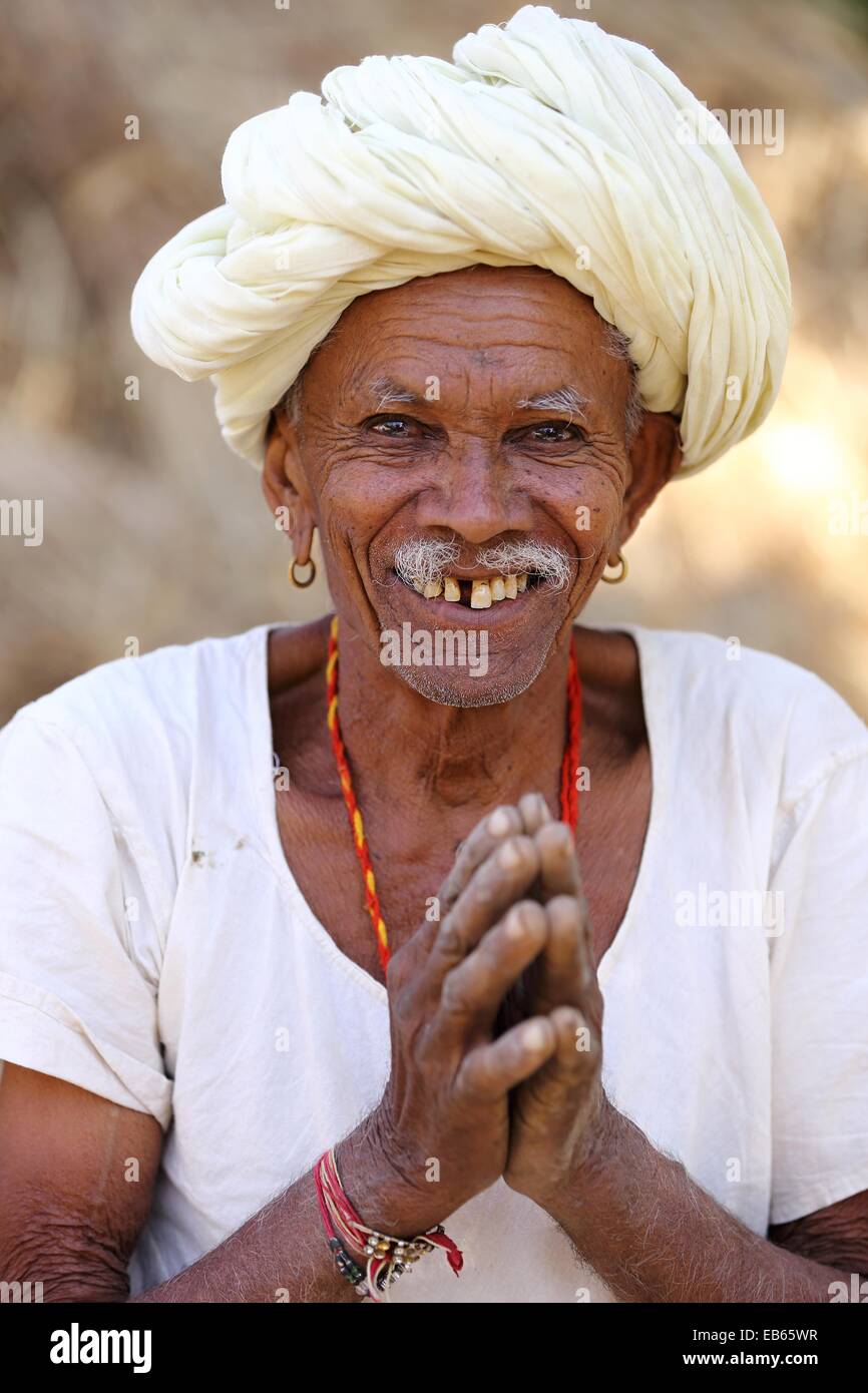 Indischer Mann Porträt Rajasthan Indien Stockfoto