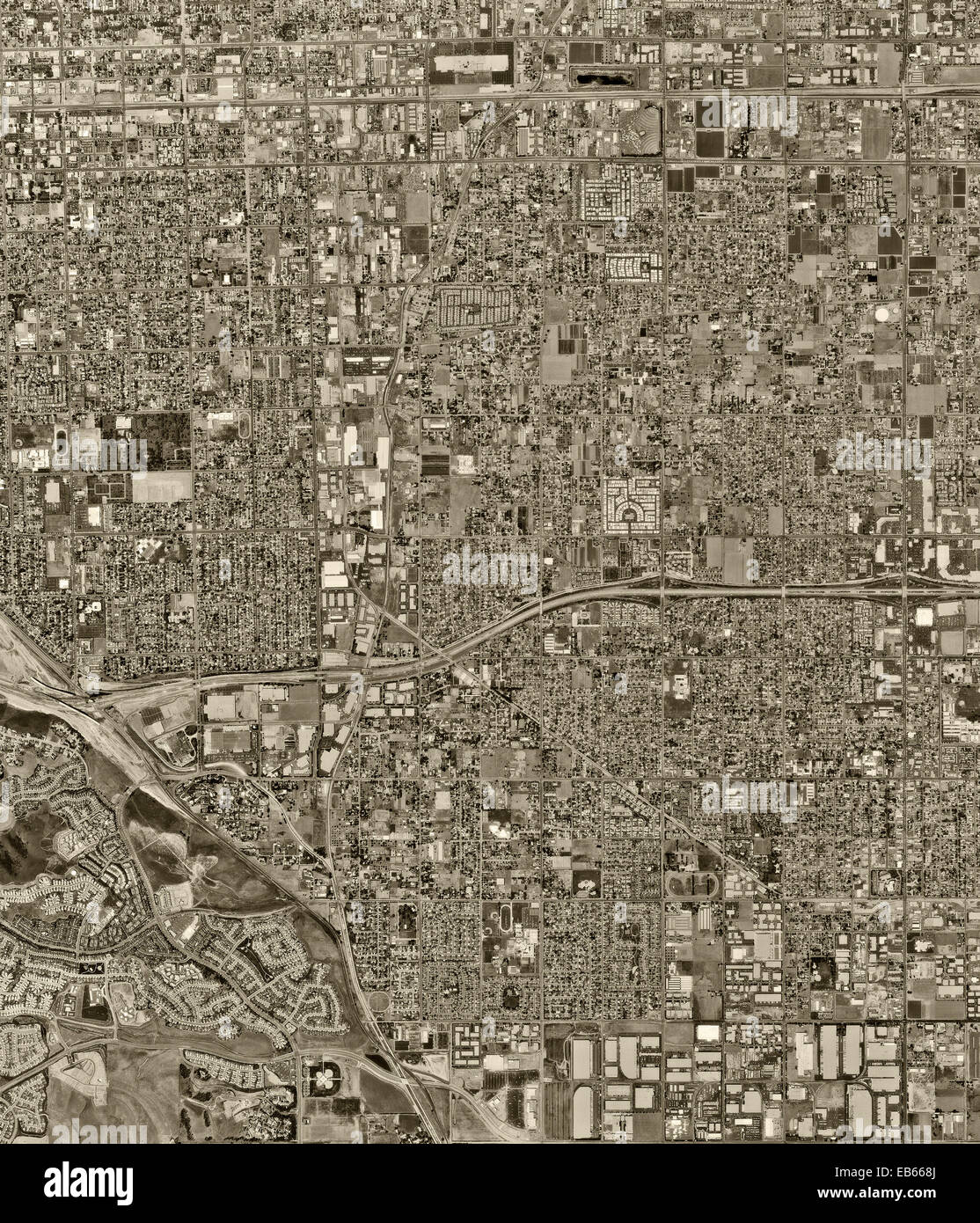 historische Luftaufnahme, Chino, Los Angeles County, Kalifornien, 1972 Stockfoto