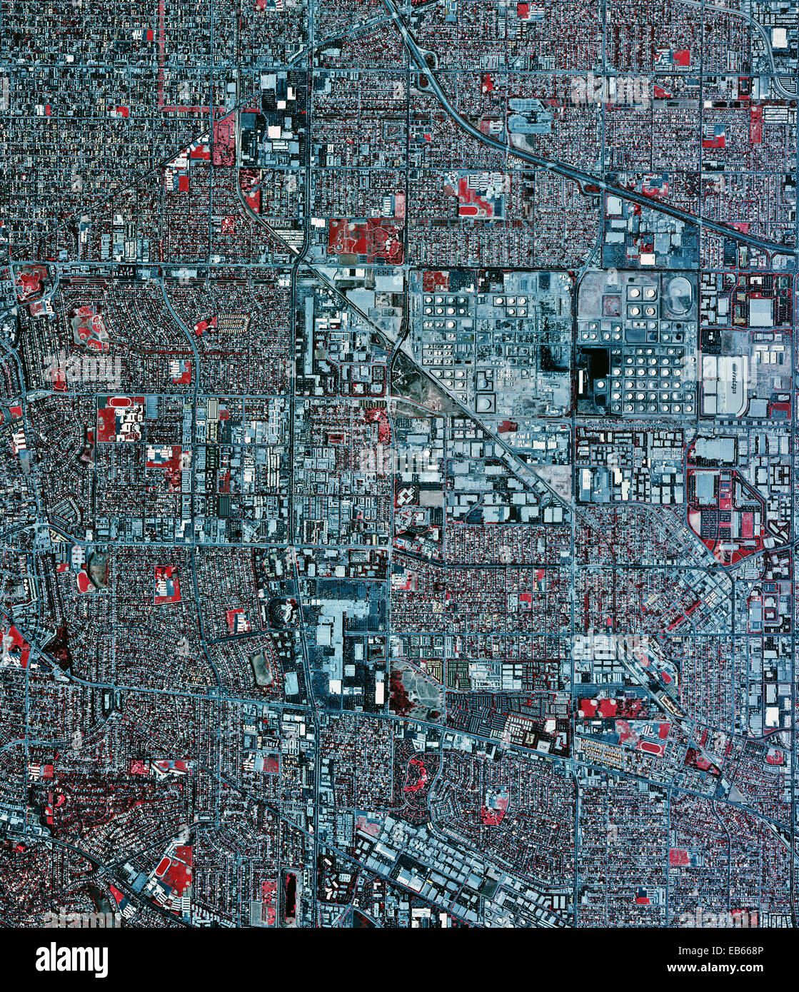 historische Infrarot-Luftaufnahme von Torrance, Kalifornien, 2002 Stockfoto