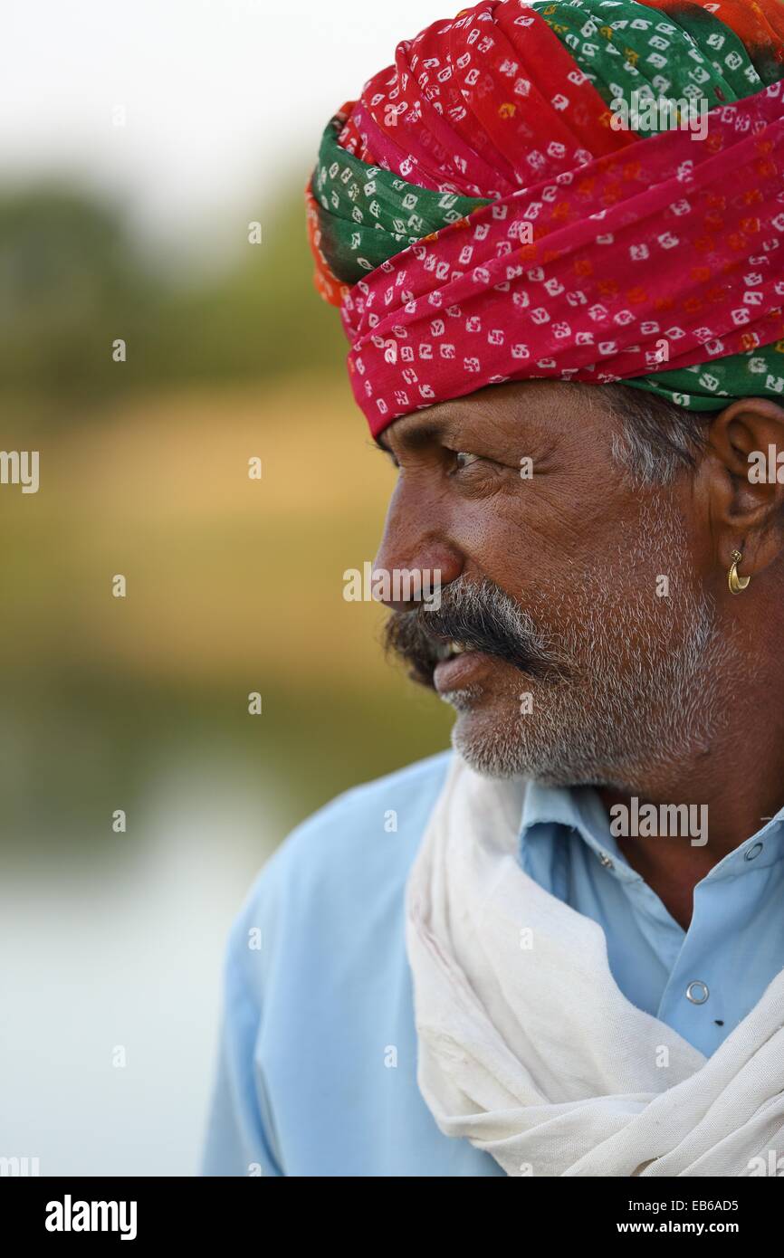 Indischer Mann Porträt Rajasthan Indien Stockfoto