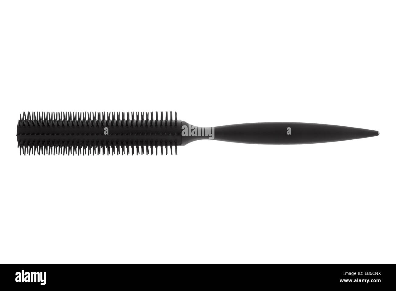 Schwarzer Kunststoff Haarbürste auf weißem Hintergrund Stockfoto