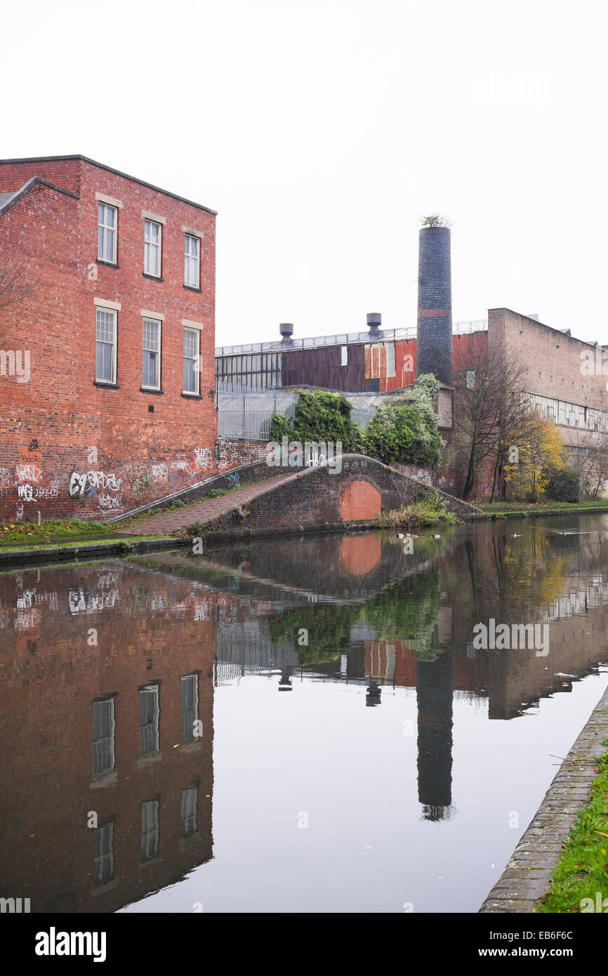 Industrielle Landschaft Wasserreflexion - Birmingham Stockfoto