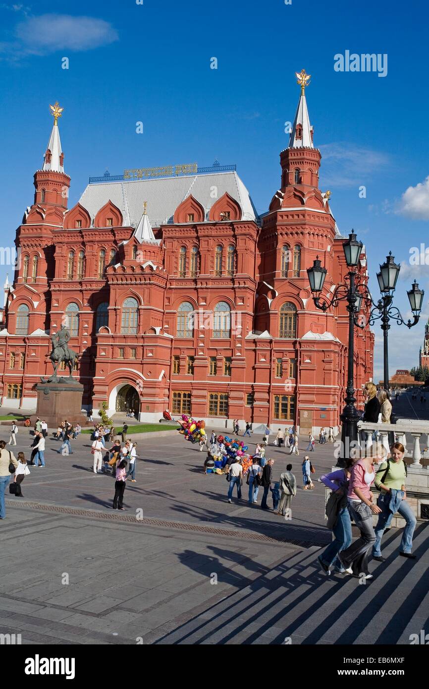 Manezhnaya Platz, Geschichtsmuseum Moskau, Russland. Stockfoto