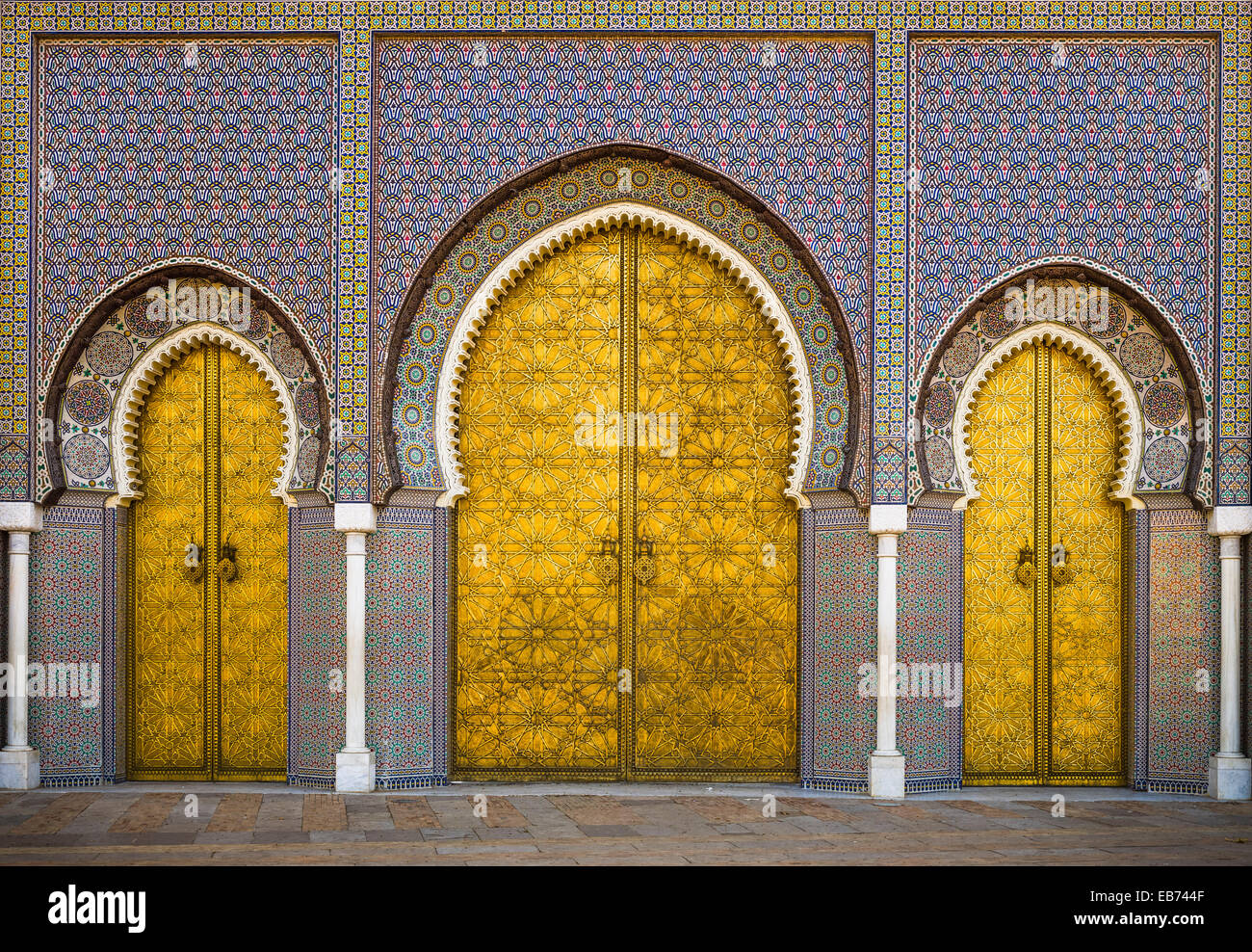 SCHLOSS GOLD TÜREN FES FES MAROKKO Stockfoto