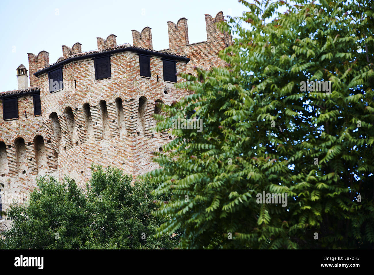 Außenansicht der Burg von Gradara. Gradara. Pesaro und Urbino Provinz. Marche. Italien. Stockfoto