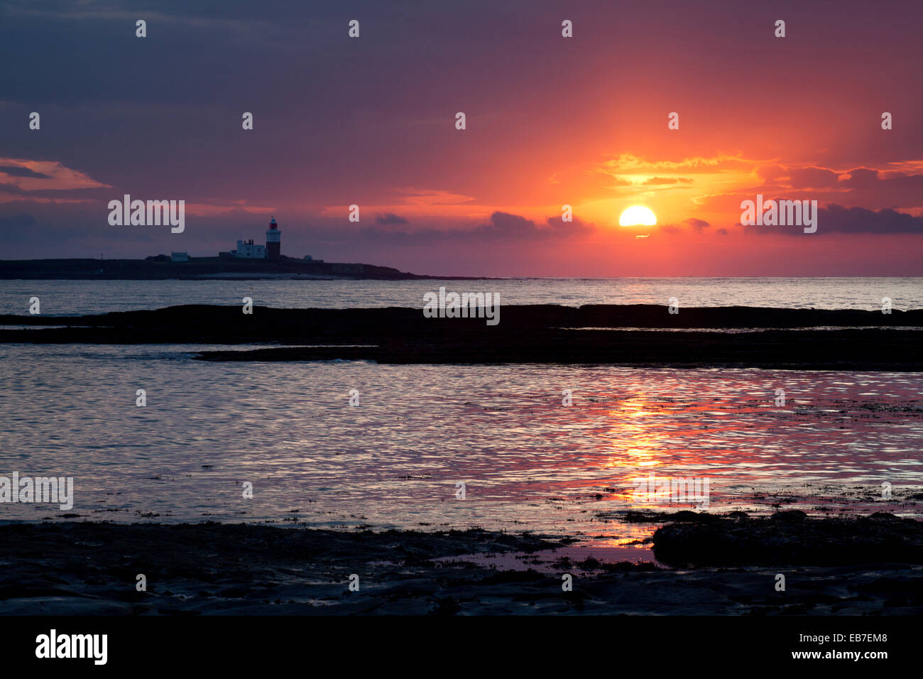Sonnenaufgang am Coquet Island Tölt von der Northumberland Küste England Stockfoto