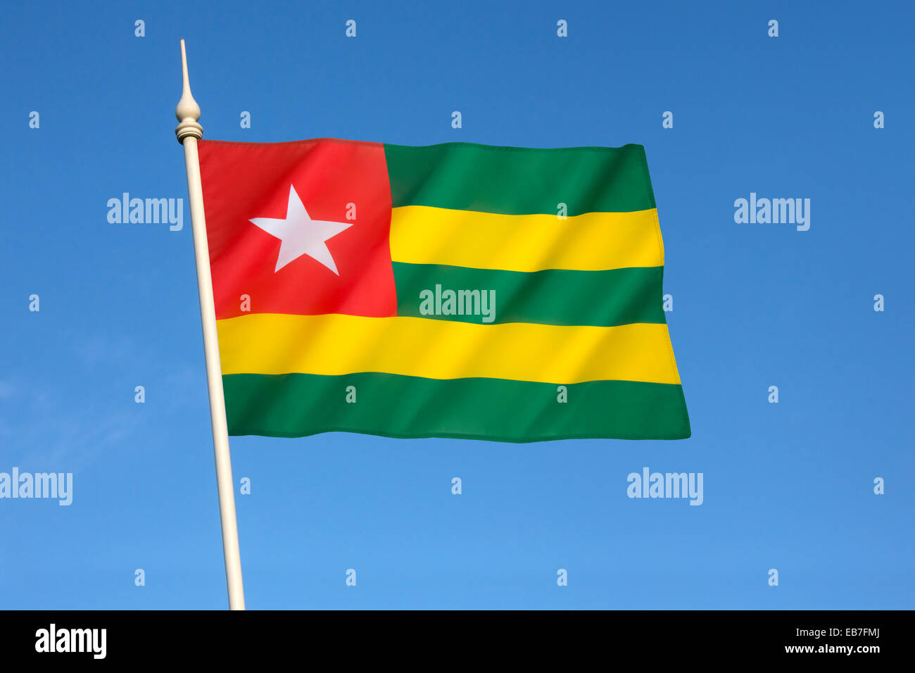 Flagge von Togo - Westafrika Stockfoto