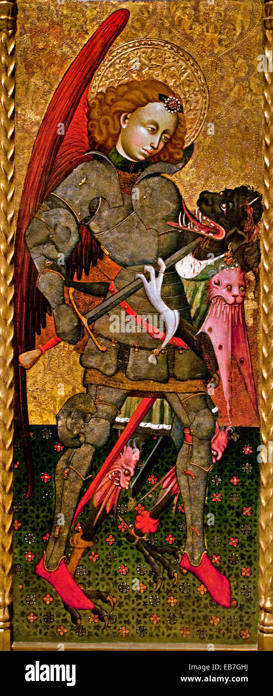 St. Michael der Erzengel 1435 Blasco de Grañén dokumentierte in Zaragoza, 1422-1459 Spanien spanische mittelalterliche gotische Kunst Stockfoto