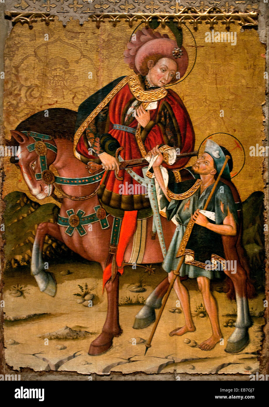 Saint-Martin seinen Mantel von Blasco de Grañén dokumentierte in Zaragoza, 1422-1459 Spanien Spanisch mittelalterlichen gotischen Kunst teilen Stockfoto