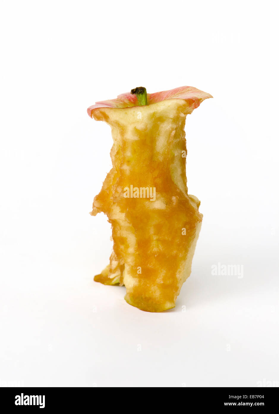 Apfel-Kern drehte braun, Oxidation, Obst gegessen. Stockfoto