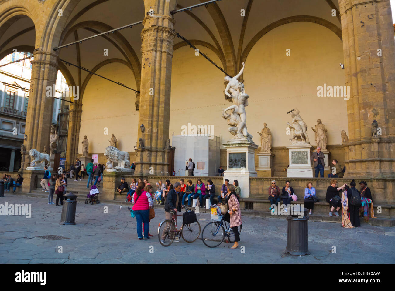 Loggia dei Lanzi, Piazza della Signoria Platz, Florenz, Toskana, Italien Stockfoto