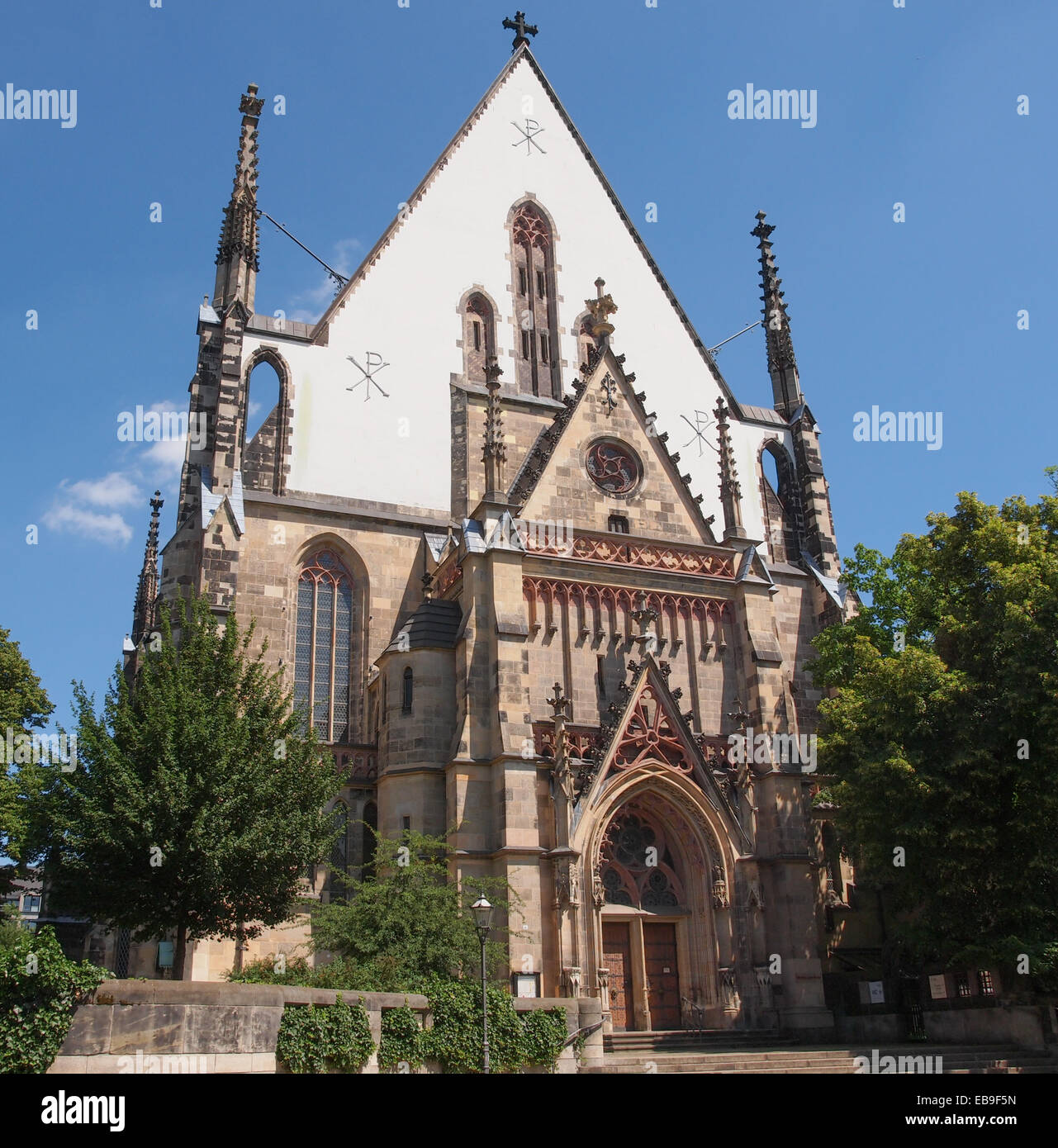 Thomaskirche St. Thomas Church in Leipzig Deutschland Johann Sebastian Bach als Kapellmeister und der aktuellen Position arbeitete Stockfoto