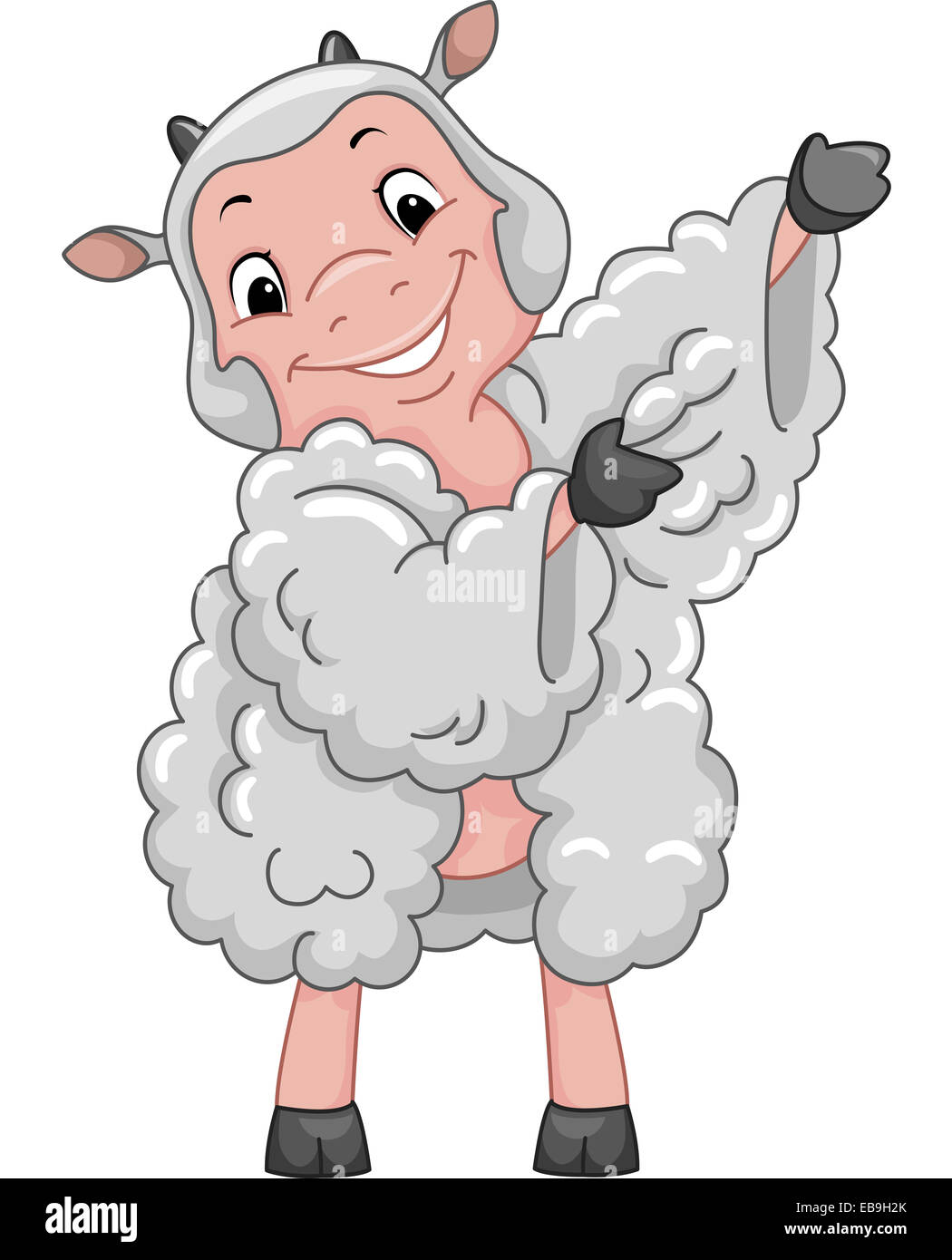 Maskottchen Abbildung mit einem Schaf auf ein Kleid aus Wolle Stockfoto
