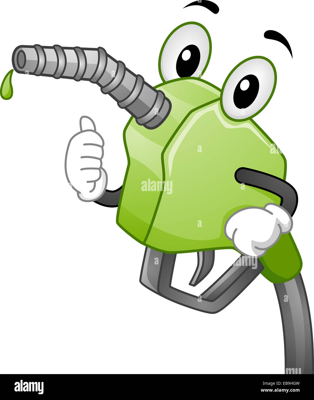 Maskottchen Abbildung mit einer Zapfsäule Griff Pumpen Biokraftstoff Stockfoto