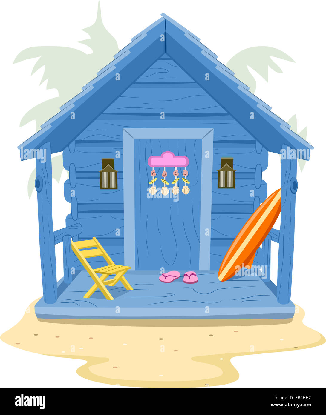 Hintergrund Illustration mit einer Strandkabine Stockfoto