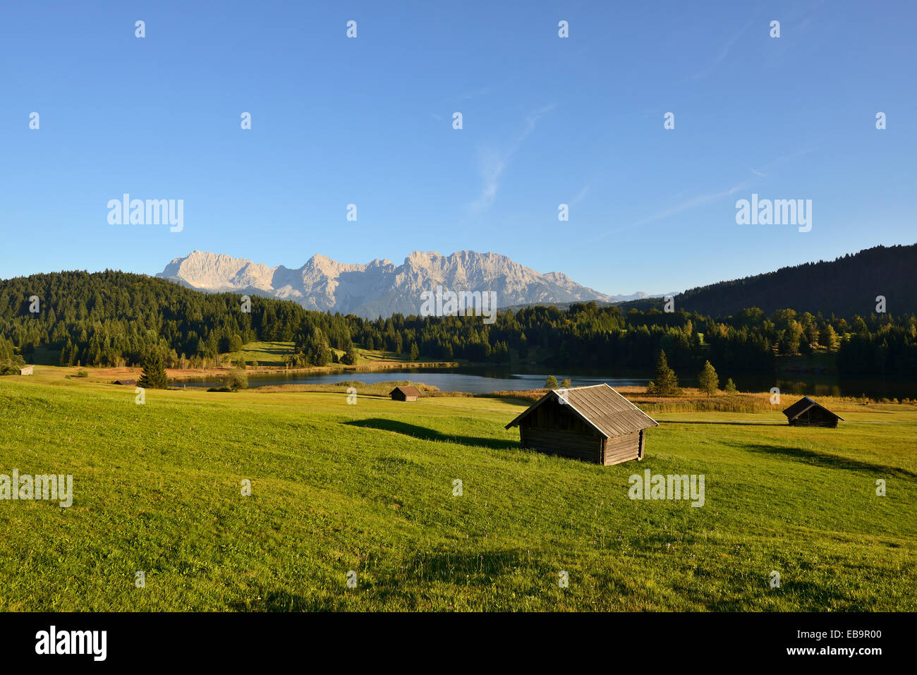 Geroldsee See oder Wagenbrüchsee See, vor dem Karwendel-Palette, Krün, Werdenfelser Land, Oberbayern, Bayern Stockfoto