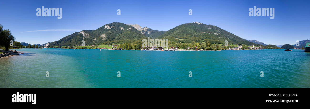 Panoramablick, Schafberg Mountain, Lake Wolfgangsee, Abersee, St. Wolfgang, Salzkammergut, Salzburger Land, Österreich Stockfoto