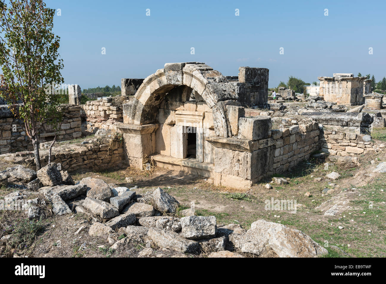 Gräber, Nekropole von Hierapolis, antike griechische Stadt in Pamukkale, Phrygien, Provinz Denizli, Türkei Stockfoto