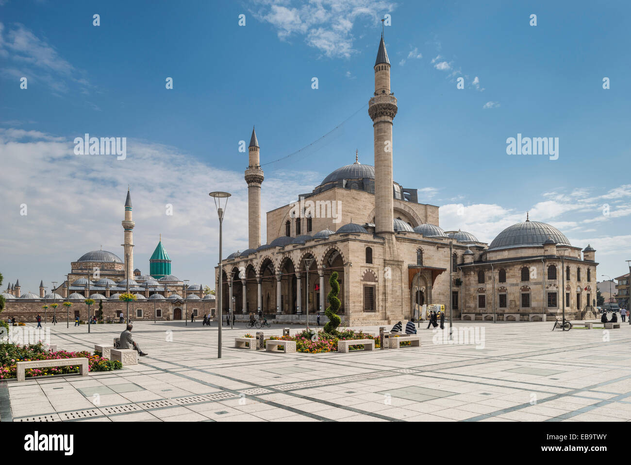 Selimiye Moschee, Mevlana Kloster und Mausoleum auf der Rückseite, Wahrzeichen der Stadt und Wallfahrt-Seite des Sufismus, Aziziye Mh. Stockfoto