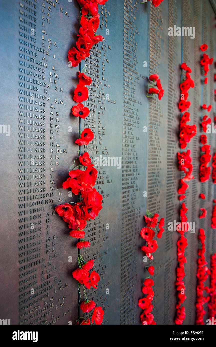 Opfer-Schild am Australian War Memorial in Canberra, Australian Capital Territory, Australien Stockfoto