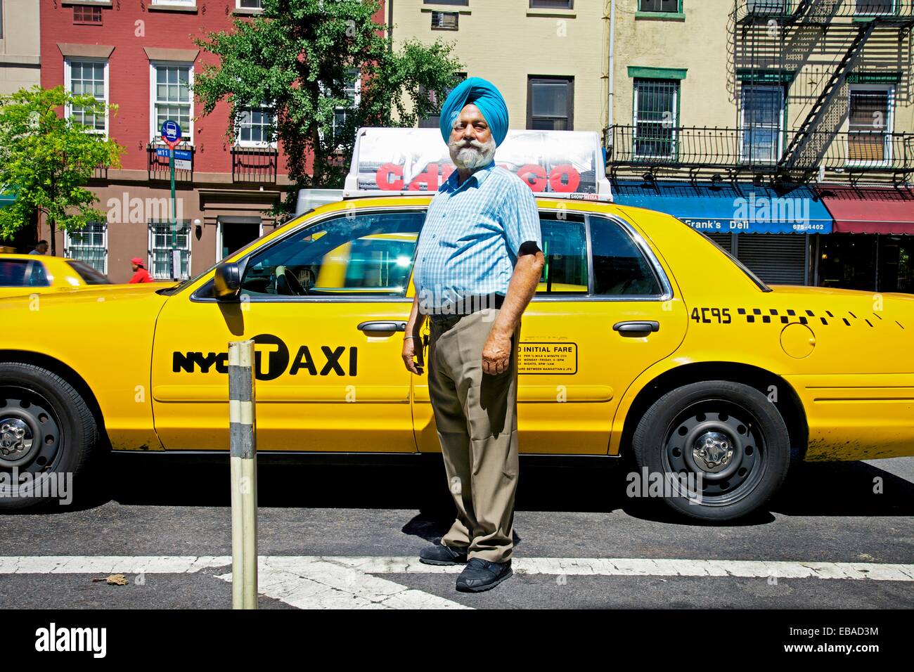 Sijs Taxifahrer, Manhattan, New York City, USA. Stockfoto