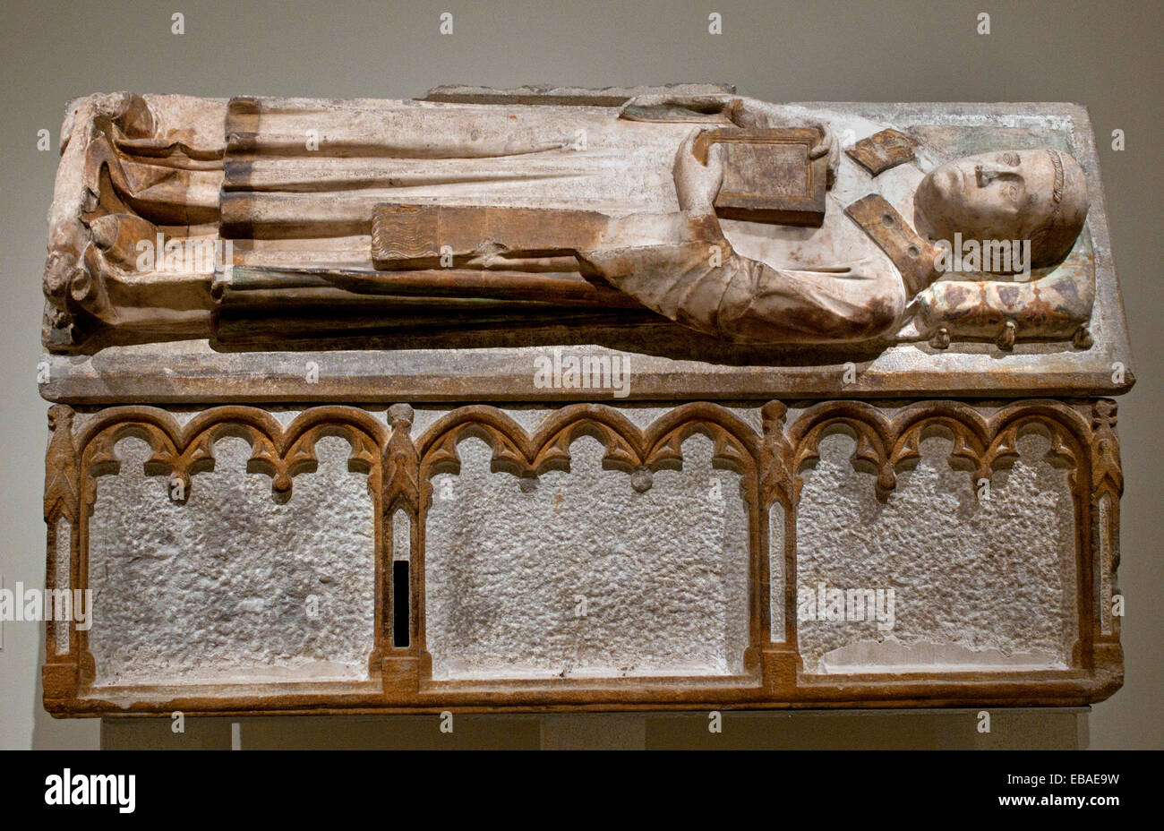 Grab von Hug de Cardona (gest. 1330) Kapelle von Sant Antoni in Barcelona Kathedrale 1327 Joan de Tournai gotischen SpSpain Spanisch Stockfoto