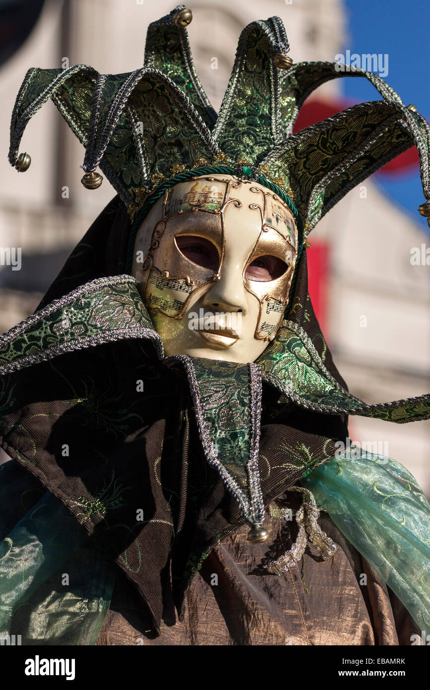 Karneval in Venedig Maske und Kostüm auf der venezianischen Messe auf dem historischen Marktplatz, Ludwigsburg, Baden-Württemberg, Deutschland Stockfoto